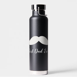 Botella De Agua Mustache negro y blanco