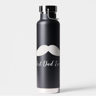 Botella De Agua Mustache negro y blanco