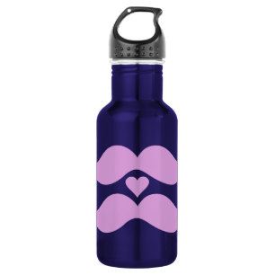 Botella De Agua Mustaches rosados - elegir color