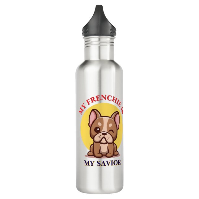 Botella De Agua My Frenchie Is My Savior cute French Bulldog Meme (Izquierda)