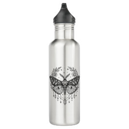 Botella De Agua Mystical Gothic Moth Botanical Celestial Line Art 