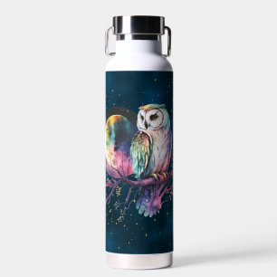 Botella De Agua Mystical Rainbow Owl y Full Moon Celestial
