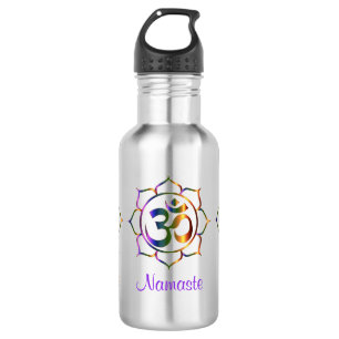 Botella De Agua Namaste Aum Om & Lotus Prismatic Rainbow