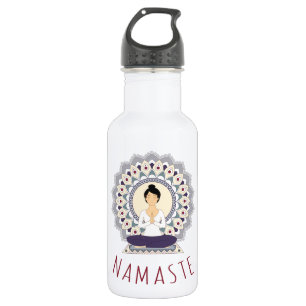 Botella De Agua Namaste en la actitud de Lotus - mujer de Asana de