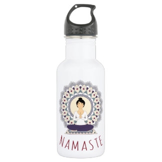Botella De Agua Namaste en la actitud de Lotus - mujer de Asana de