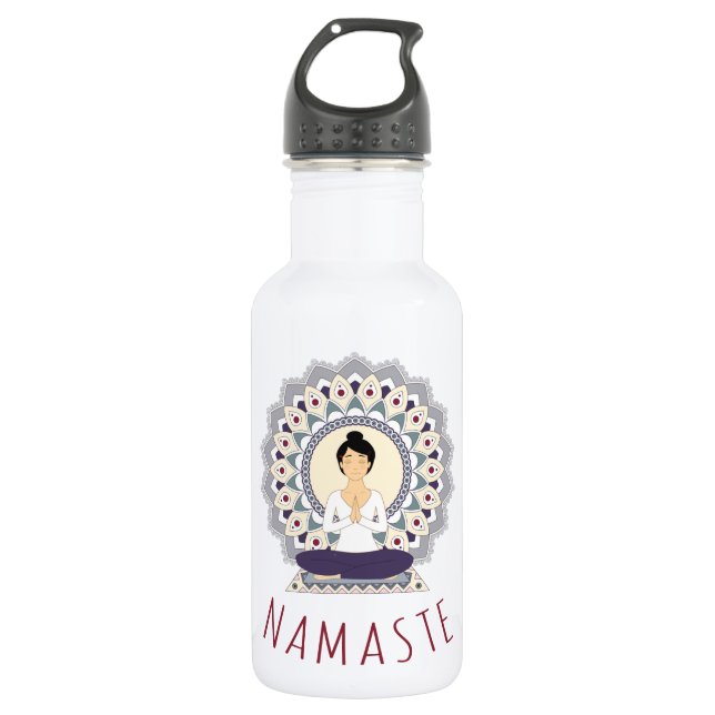 Botella De Agua Namaste en la actitud de Lotus - mujer de Asana de (Anverso)