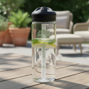 Botella De Agua Namaste Flor de Loto Nombre Personalizado Moderno