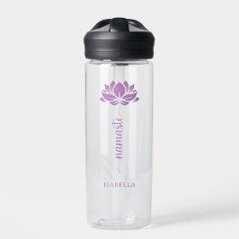 Botella De Agua Namaste Lotus Flower Nombre personalizado moderno