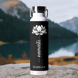Botella De Agua Namaste Lotus Flower Nombre personalizado moderno