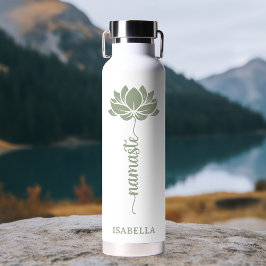 Botella De Agua Namaste Lotus Flower Nombre personalizado moderno