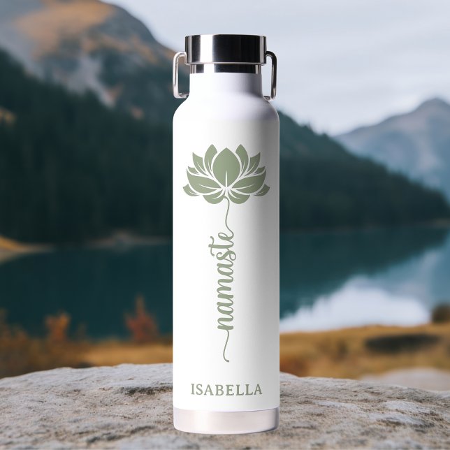 Botella De Agua Namaste Lotus Flower Nombre personalizado moderno (Subido por el creador)