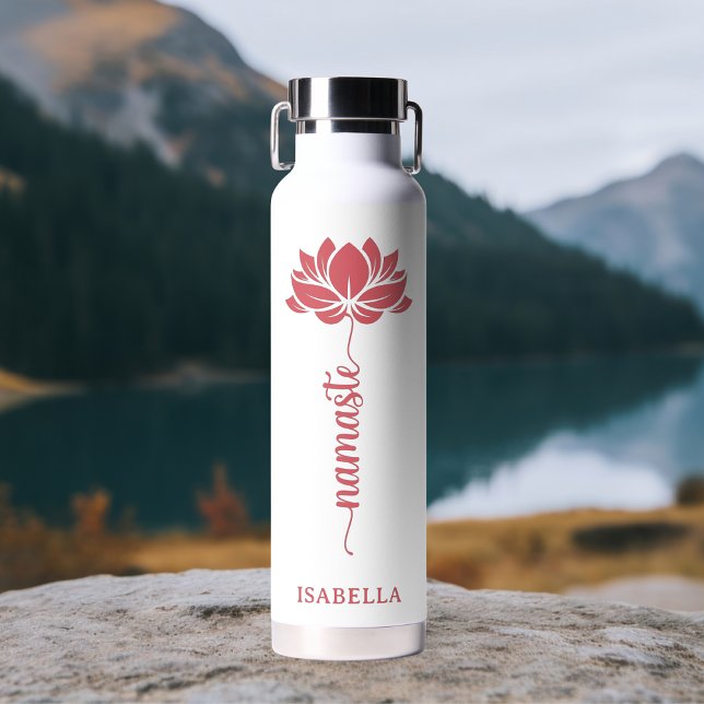 Botella De Agua Namaste Lotus Flower Nombre personalizado moderno (Subido por el creador)