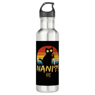 Botella De Agua ¡Nani! What_ Vintage Black Cat Omae Wa Meme Kitten