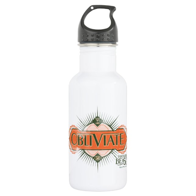 Botella De Agua Naranja Art Deco Obliviate Spell Graphic (Anverso)