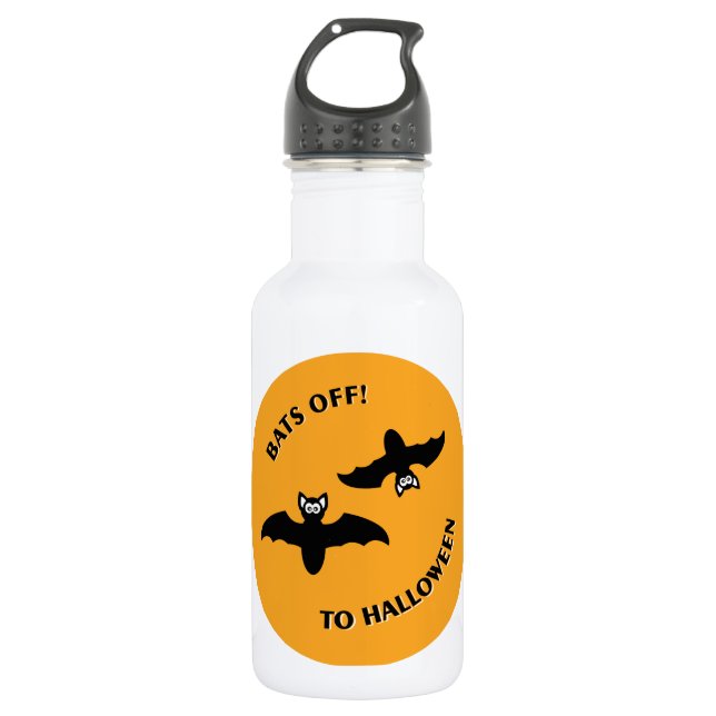 Botella De Agua Naranja Bats de Halloween (Anverso)