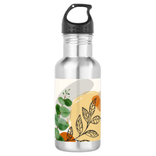 Botella De Agua Naranja Botánico Boho Green