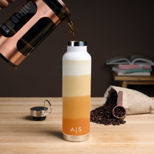Botella De Agua Naranja de calabaza de color acuático monogramado 