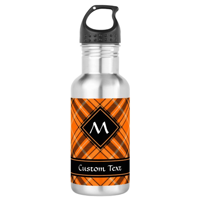 Botella De Agua Naranja de Halloween Tartan (Anverso)