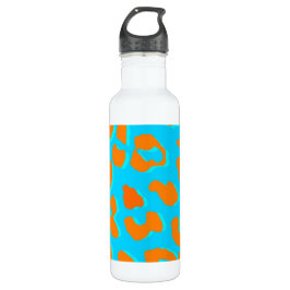 Botella De Agua Naranja de impresión Leopardo Azul