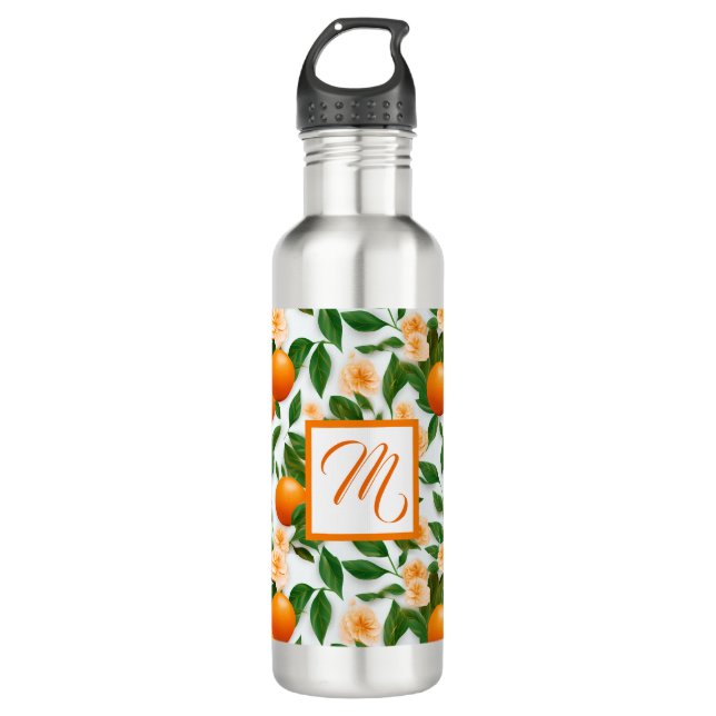 Botella De Agua Naranja de Valencia y Blossom Personalizado (Anverso)