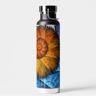 Botella De Agua Naranja floral Azul amarillo abstracto arte