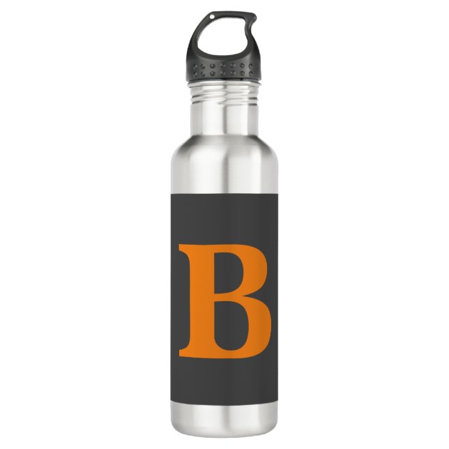 Botella De Agua Naranja gris moderno monogramado profesional (Anverso)