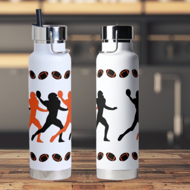 Botella De Agua Naranja negro Bengala Futbolista Silhouettes (Subido por el creador)