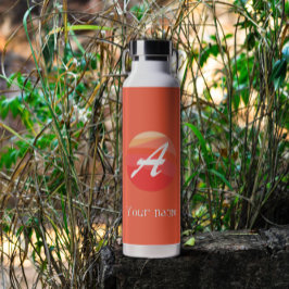 Botella De Agua Naranja rojo amarillo Monograma A inicial
