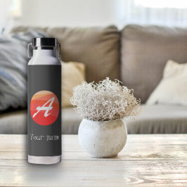 Botella De Agua Naranja rojo amarillo Monograma A inicial