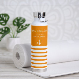 Botella De Agua Naranja White Personalized Beach Wedding Favor