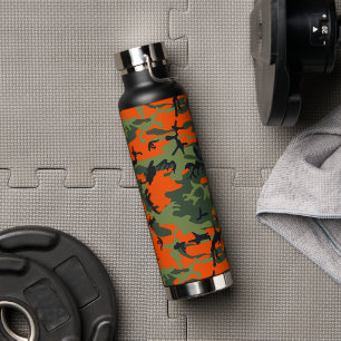 Botella De Agua Naranja y Camuflaje Verde, Ejército
