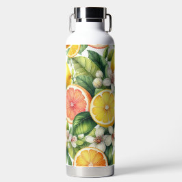 BOTELLA DE AGUA NARANJAS LIMONES FLORES TROPICALES