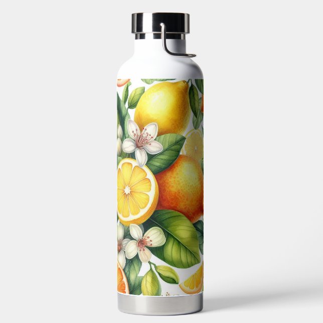 BOTELLA DE AGUA NARANJAS LIMONES FLORES TROPICALES (Izquierda)