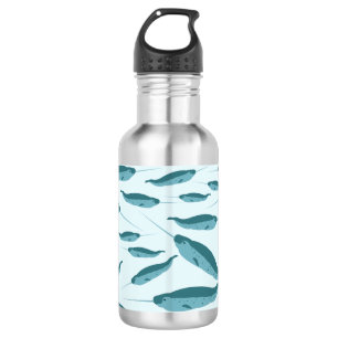 Botella De Agua Narval en patrón de océano azul