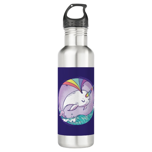 Botella De Agua Narwhal arcoiris (Anverso)