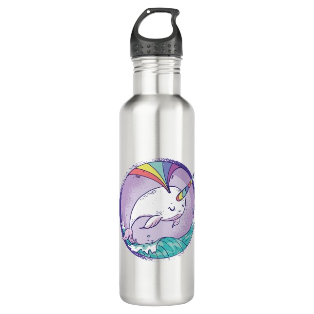Botella De Agua Narwhale arcoiris (Anverso)
