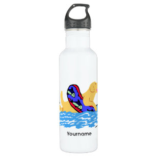 Botella De Agua Natación amarilla personalizada de Labrador
