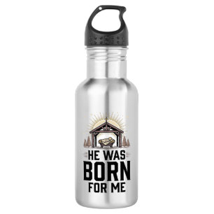 Botella De Agua Natividad Cristiana Él Nació Para Mí