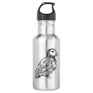 Botella De Agua Naturaleza animal salvaje de Puffin Tatuaje de art