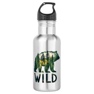 Botella De Agua Naturaleza del oso salvaje al aire libre