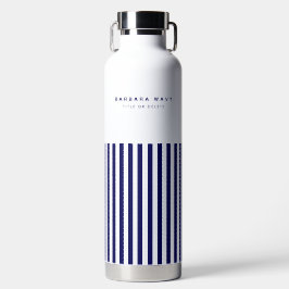 Botella De Agua Nautical Stripe Navy Blue Trendy Simple Stylish