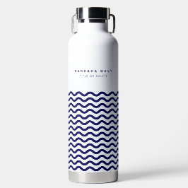 Botella De Agua Nautical Wave Navy Blue Trendy Simple Stylish en u