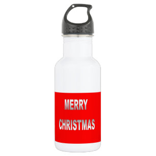 Botella De Agua Navidad Plata Y Furia Roja