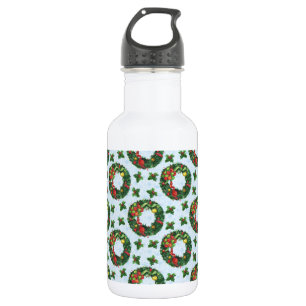 Botella De Agua Navidades acuarela Wreath Holiday