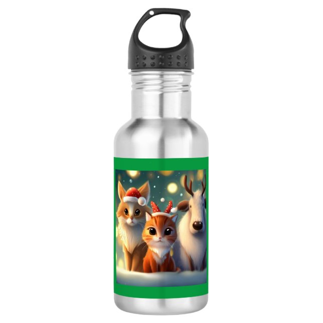 Botella De Agua Navidades Animales 5 (Anverso)