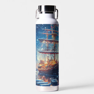 Botella De Agua Navidades/barco atracado en invierno