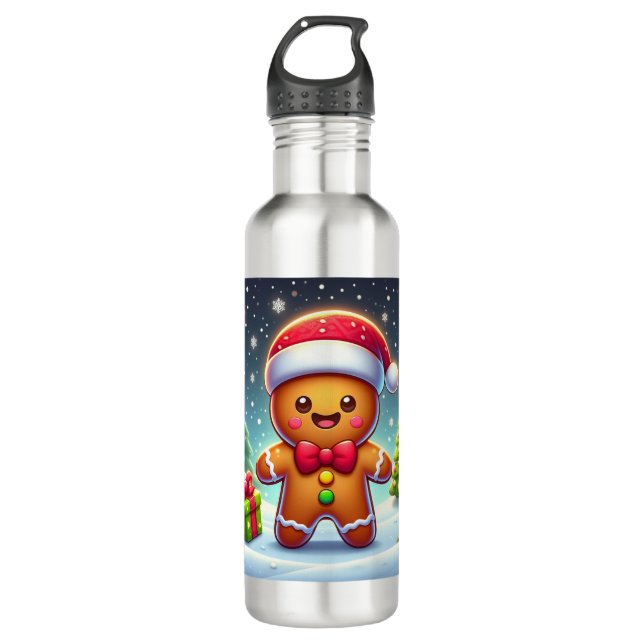 Botella De Agua Navidades caprichosos/hombre de pan de jengibre de (Anverso)