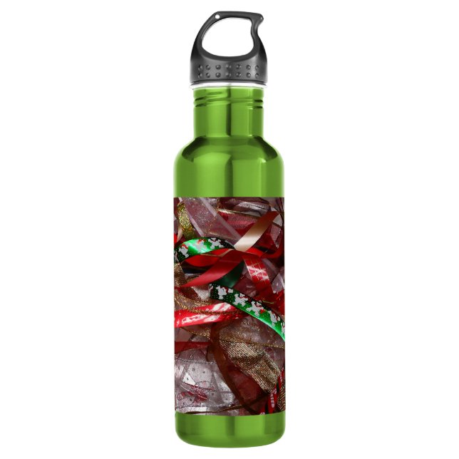 Botella De Agua Navidades Cinta de opciones Verde Rojo y Fiesta de (Anverso)