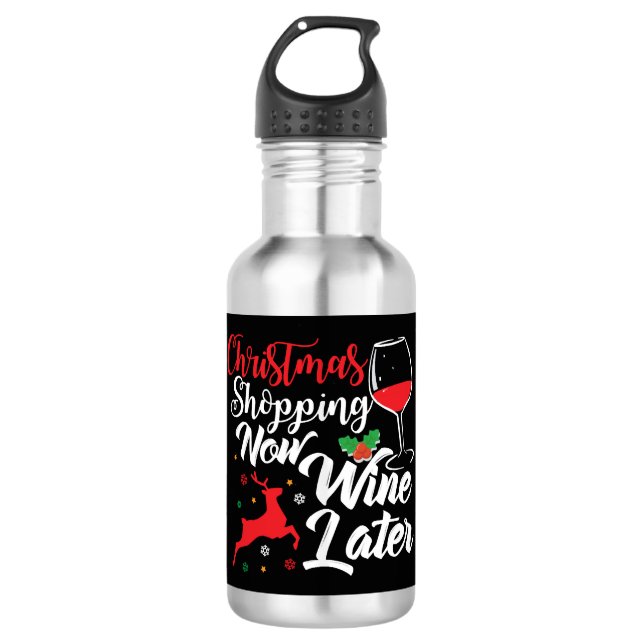 Botella De Agua Navidades comprando ahora vino después (Anverso)