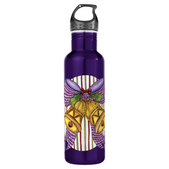 Botella De Agua Navidades cortos Jingle Bells con Ribbon y Bow (Anverso)